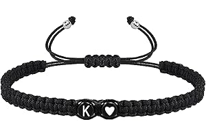 COLORFUL BLING Initial Bracelet for Women Gifts Handmade Rope Braided 26 Alphabet Letter Heart Sister Daughter Mom Mother's Day Friendship Wristband Jewelry