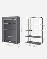 SONGMICS Fabric Wardrobe 6 Shelves Hanging Rail Grey RYG085G02 45x105x168cm view 7