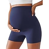 BRXL Women's Maternity Shorts Over The Belly Comfy Soft Biker Yoga Active Pregnancy Workout Short