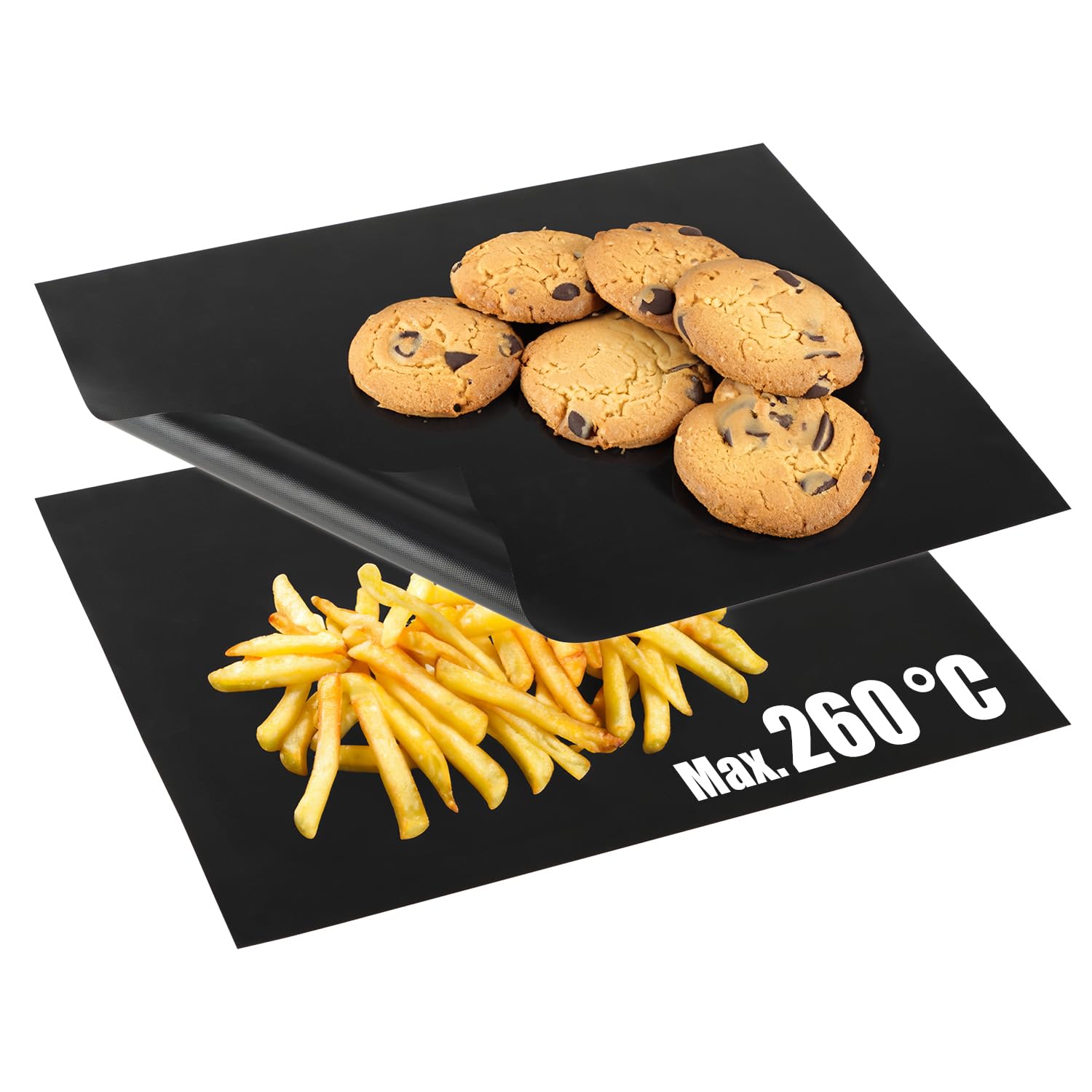 COM-FOUR® 2X Reusable Baking Paper - Permanent Baking foil for ovens up to 260 °C - Oven foil with Non-Stick Coating on Both Sides - 32 x 42 cm (Black)