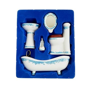 Dollhouse Miniature Ceramic Bathroom Set Supplies Suites 1:12 Scale Model B