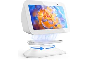 Maxonar Stand for Echo Show 5 (3rd Gen), Adjustable Tilt Swivel Stand Anti-Slip Base Strong Magnetic Compatible with 2023 Release Show 5 Smart Speaker- White