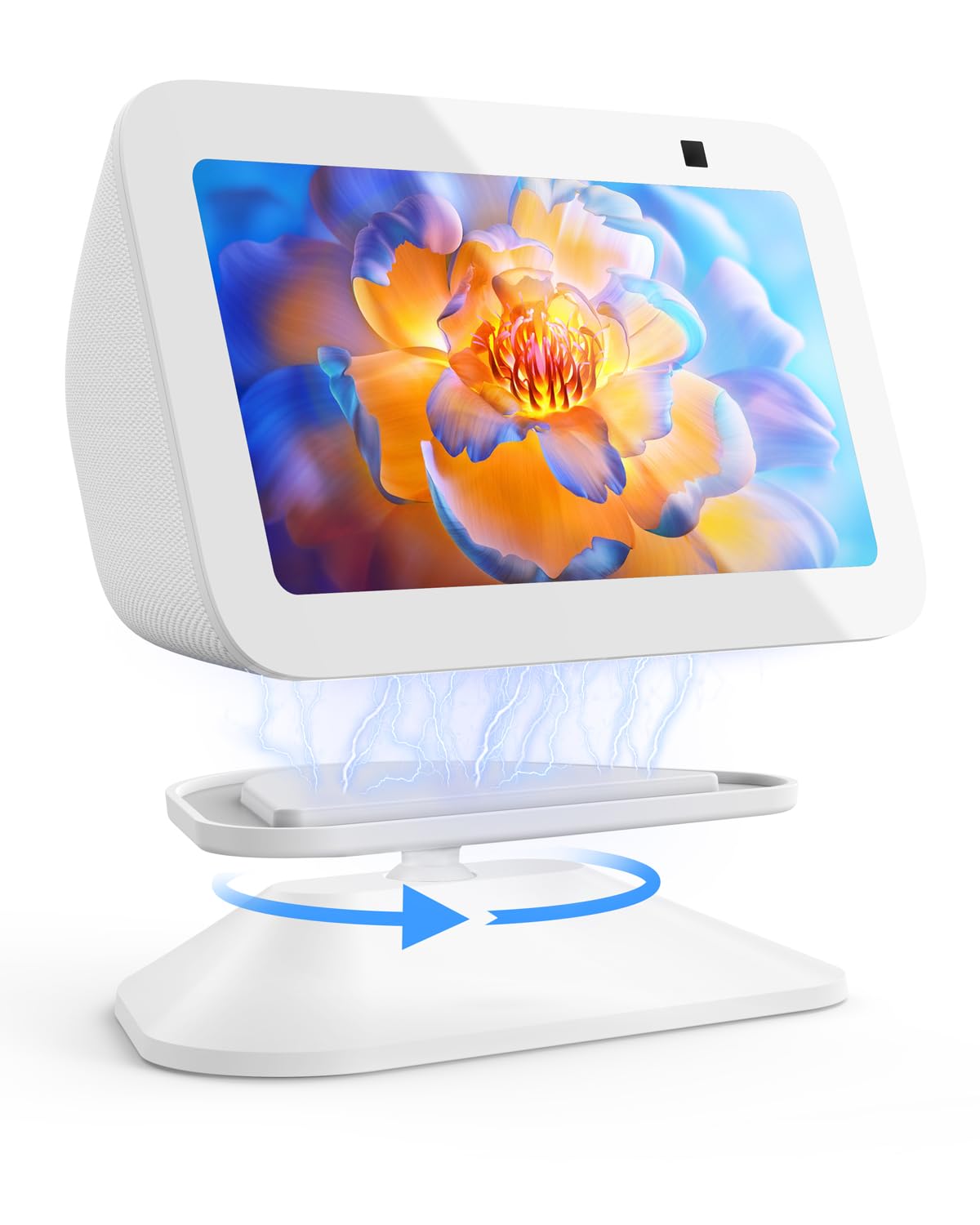 Maxonar Stand for Echo Show 5 (3rd Gen), Adjustable Tilt Swivel Stand Anti-Slip Base Strong Magnetic Compatible with 2023 Release Show 5 Smart Speaker- White