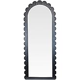 Creative Co-Op Arched Scalloped Wall Mirror with Wood Frame, Black