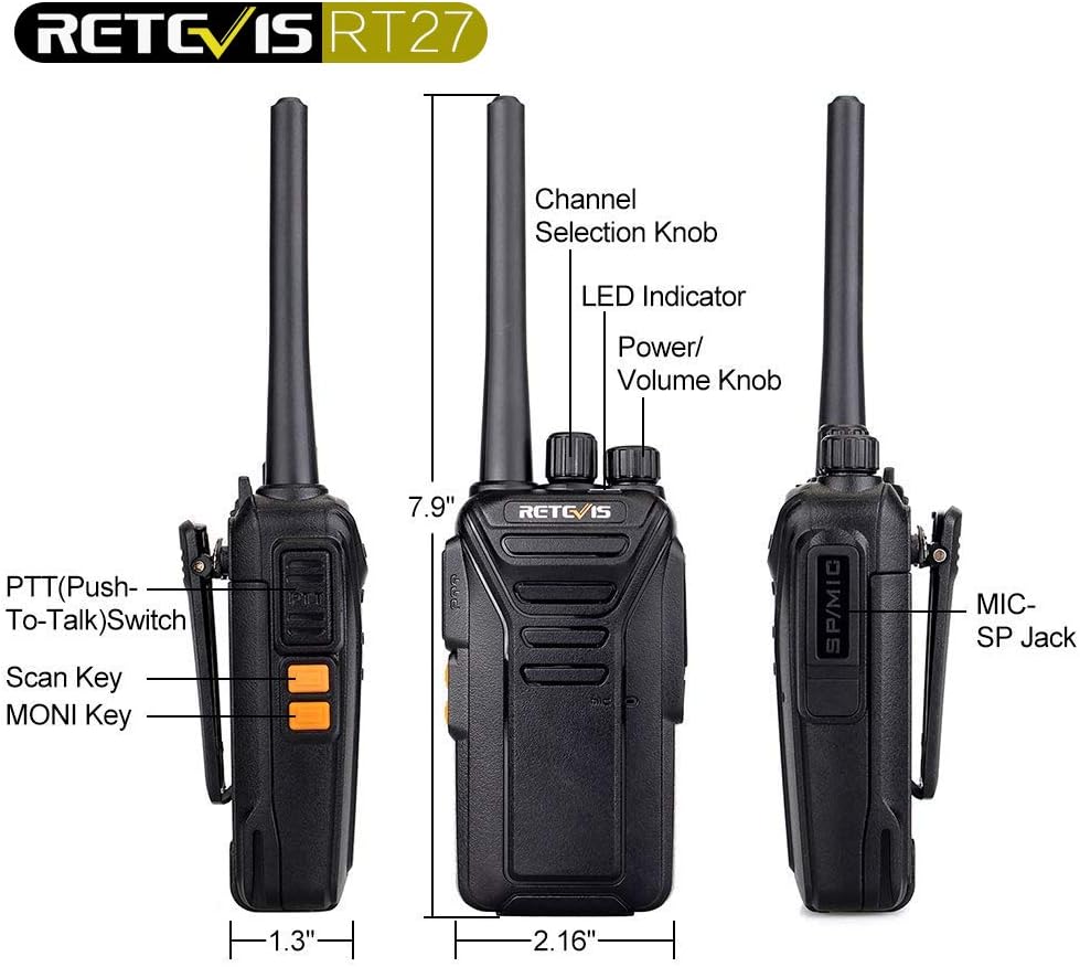 Retevis RT27 Walkie Talkies, Walkie Talkies for Adults Long Range with 6 Way Charger, Rechargeable 2 Way Radio Hand Free - Image 4