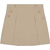 Nautica Girls School Uniform Pull-on Scooter Skirt with Undershorts, Poplin Style with Button Pockets