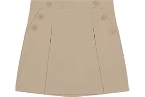 Nautica Girls School Uniform Pull-on Scooter Skirt with Undershorts, Poplin Style with Button Pockets