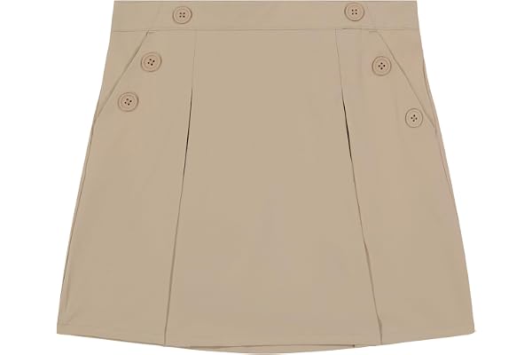 Nautica Girls' School Uniform Pull-on Scooter Skirt With Undershorts, Poplin Style With Button Pockets