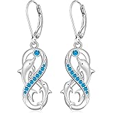 Dolphin Earrings for Women Infinity Dolphin Earrings Sterling Silver Dangle Ocean Beach Summer Jewelry