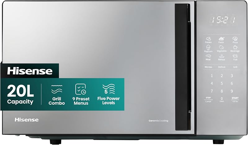 Hisense 700W 20L Digital Solo Microwave Oven with 800W Grill H20MOMBS4HGUK