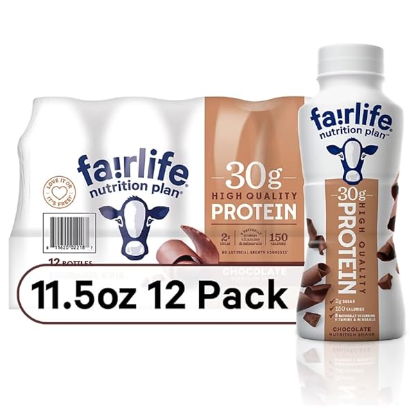 FAIRLIFE CHOCOLATE PROTEIN SHAKE– READY-TO-DRINK NUTRITION SHAKE FOR WORKOUT RECOVERY OR MEAL REPLACEMENT (30G – 11.5 FL OZ, PACK OF 12) + 1 PAIR OF SPORTY SUNGLASSES CAN OPENER (PACKAGING MAY VARY)