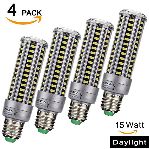 LED Corn Light Bulb 15W 6000k Replacement for 120 Watt Bulb, Screw Socket E26 1360Lm Lamp Bulb LED Energy Saving Home Light Corn Bulb AC85~265V (Pack of 4)