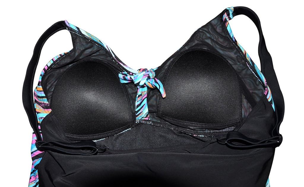 Attraco Damen Mehrfarbig Two Piece Bunten Streifen Tankini Mit Hotpants