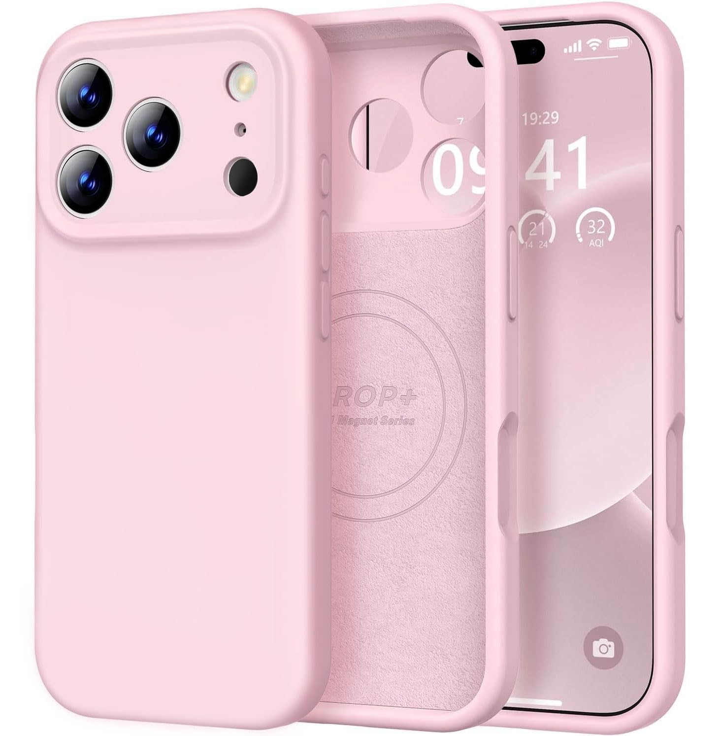 Photo 1 of Vooii Magnetic for iPhone 17 Pro Max Case, Compatible with Magsafe (Premium Liquid Silicone) (Integrated Camera Control Button) Full Body Protective Anti-Scratch Microfiber Lining 6.9 inch, Chalk Pink