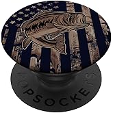 Camo American Flag Fishing - for Largemouth Bass Fisher PopSockets Adhesive PopGrip