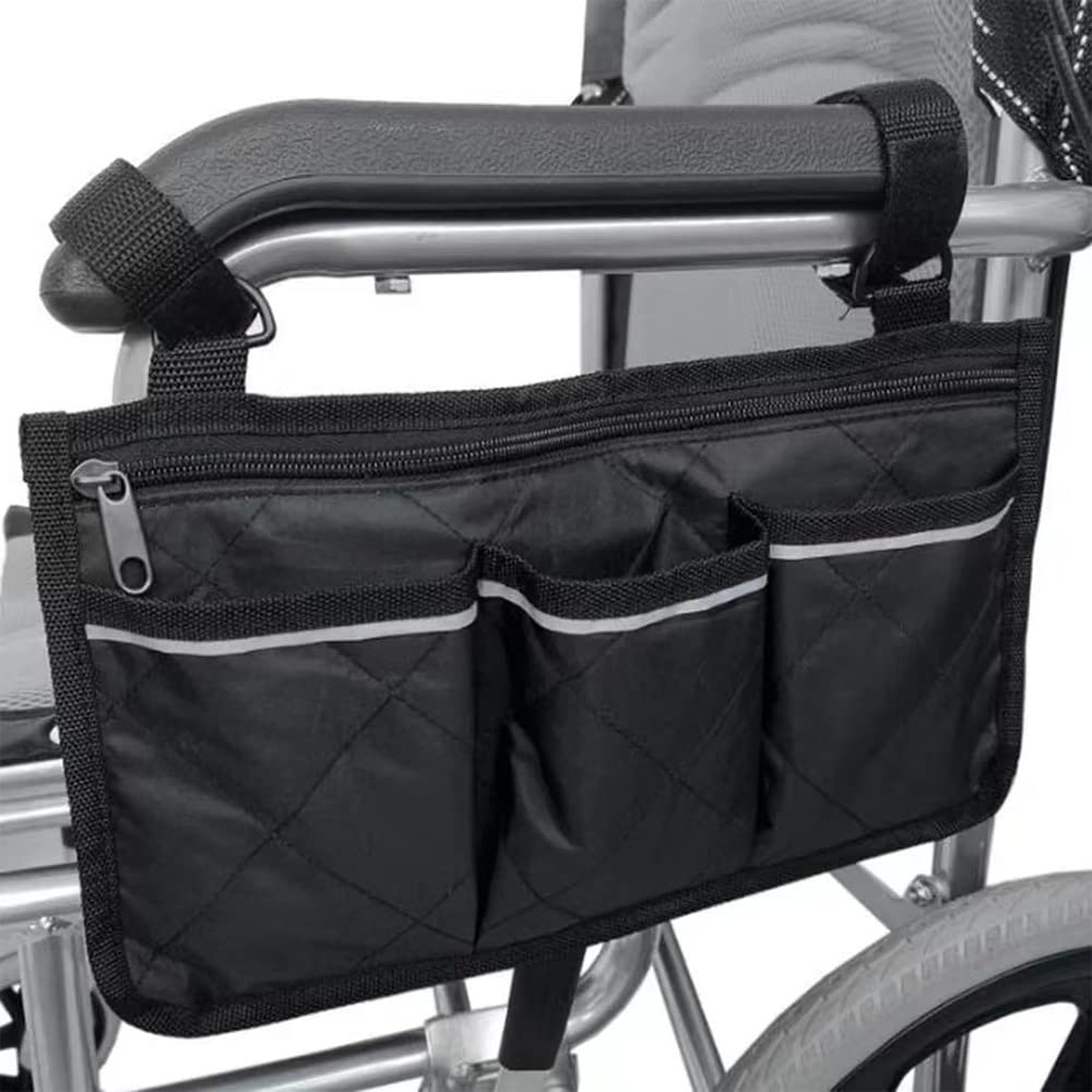 DZOZO Wheelchair Bag Side Organizer Storage Armrest Pouch Wheelchair Shopping Bag for Most Wheelchairs, Walkers or Rollators