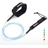 Abahub Surfboard Leash, 6/7/8/9/10 ft Straight Legrope Strap for Boards | Premium Surf Leash,Shortboard,Longboard,Durable,Tangle Free,Anti-Slip
