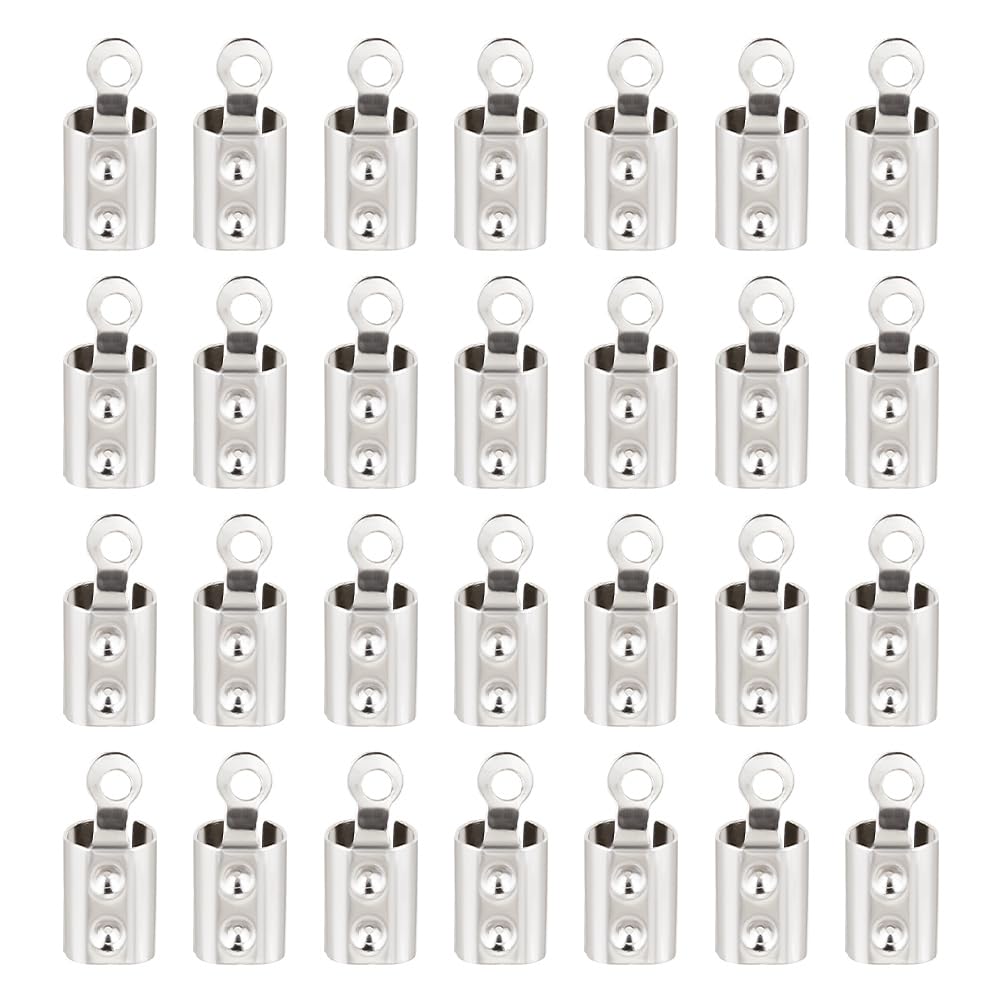 UNICRAFTALE 50pcs 10x4x4mm 304 Stainless Steel Folding Crimp Ends Silver Tone Clasp Tips End Clamp Components for DIY Necklace Jewelry Making Hole 1.2mm