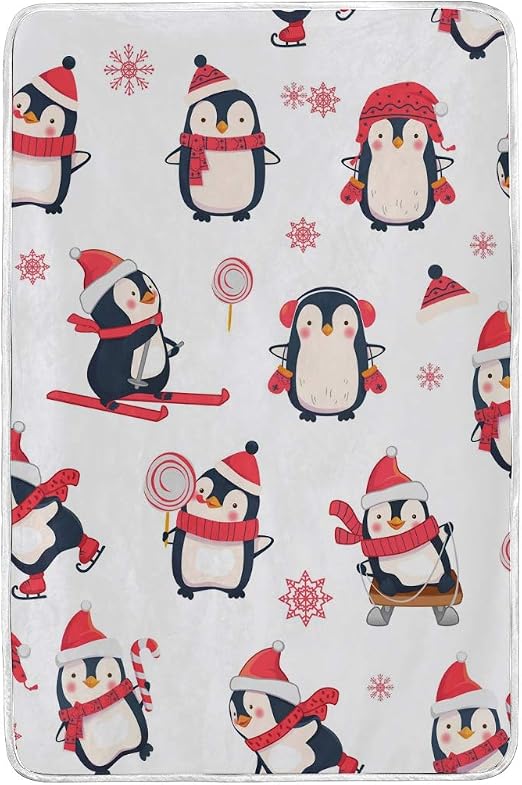 Amazon Com Domiking Cute Penguin Cartoon Christmas Throw Blanket For Couch Super Soft Cozy Sofa Bed Plush Throw Blankets For Kids And Adults Lightweight And Warm Blanket 60x90 Inch Home Kitchen