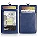 Arae Card Holder Vertical PU Leather Badge Holder with 1 Clear ID Card Window 1 Card Slot and 1 Neck Lanyard for Office/School ID Credit Card Driver License - Blue