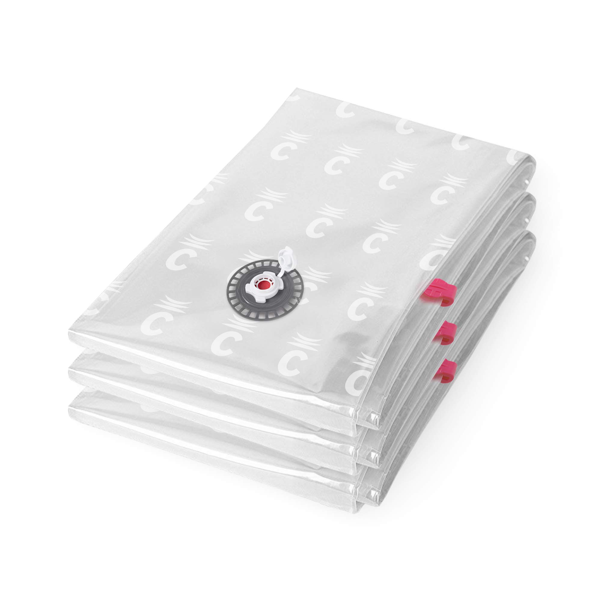 Compactor Aspispace Set of 3 XL Vacuum Compression Bags - 80X130 cm, Transparent - Reusable, Space-Saving Storage Solution