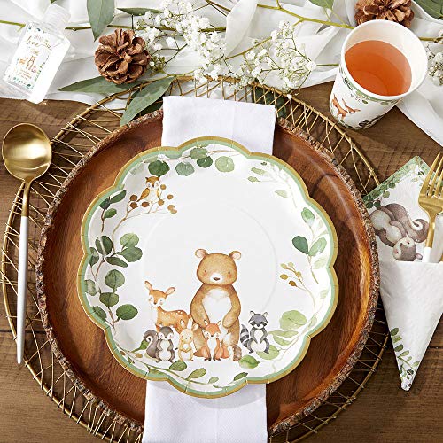 Kate Aspen Woodland Baby Shower, 9 Inch, 9 in. Decorative Premium Paper Plates (Set of 16)
