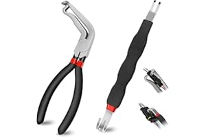 DHAPY 2Pcs Electrical Disconnect Pliers Set, Automotive Electrical Connector Separator with 60°Bend & Dual-Head Designs, Electrical Disconnect Pliers for Cars, Push Tab and Fuel Line Clip Removal Tool