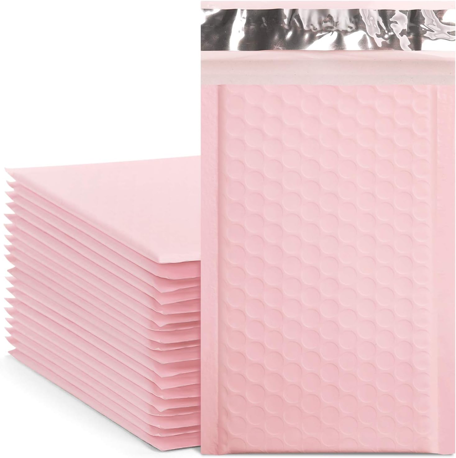 Fuxury Fu Global #000 4x8 Inch Light Pink Bubble Mailer Self Seal Padded Envelopes Pack of 50
