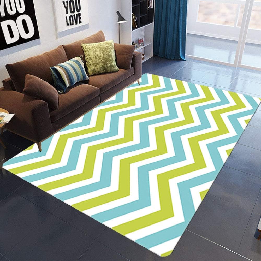DRTWE Alfombra,Sala De Estar, Amarillo, Verde, Olas, Alfombra