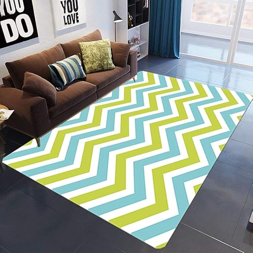 DRTWE Alfombra,Sala De Estar, Amarillo, Verde, Olas, Alfombra