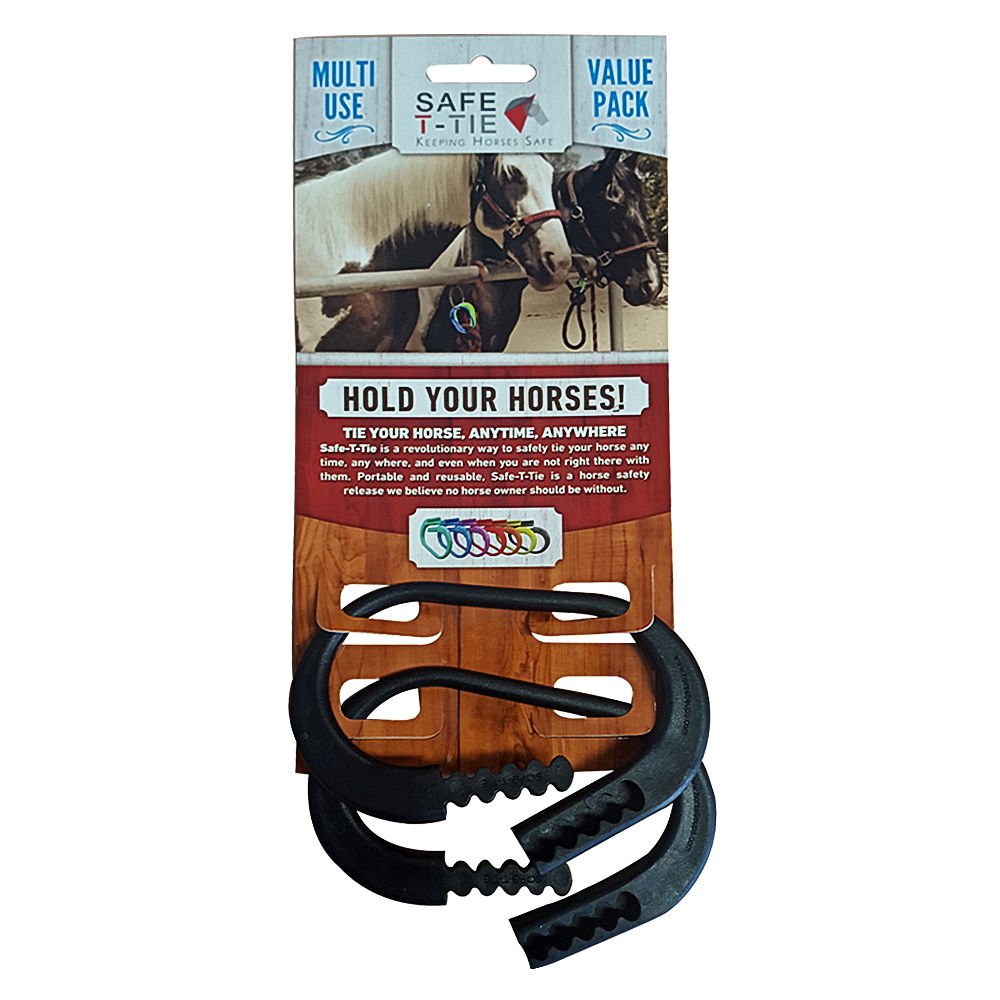 Safety Tie Injuries Preventing Tether Tie - Portable, Versatile & Reusable Breakaway Horse Tie, Quick Release Under Heavy Pressure w/ 5 Loop Settings, Multi-Purpose Clip (2 pcs Black) โ image 1