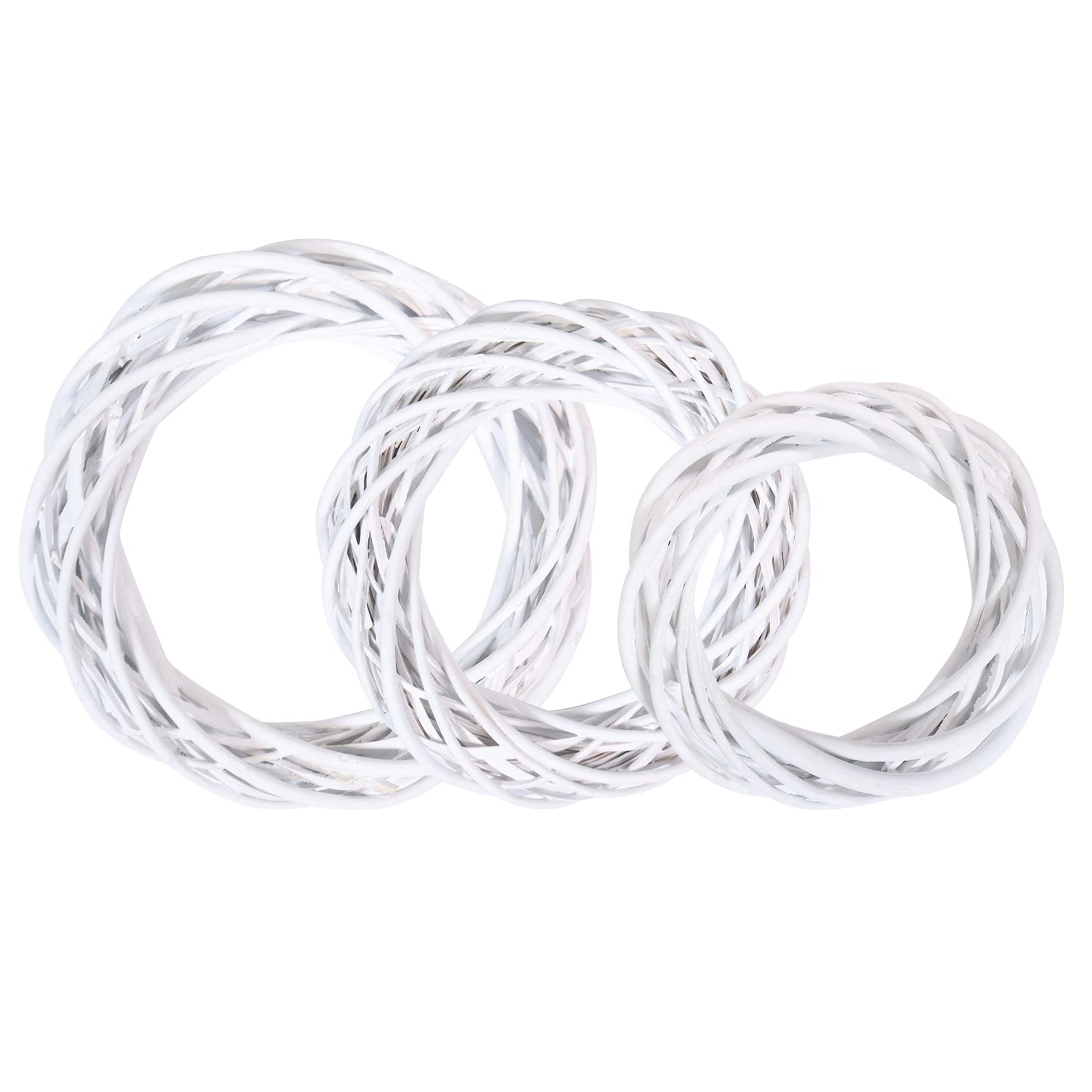 3Pcs Natural White Rattan Wreaths, Vine Branch Willow Wreath Spring Wreath for DIY Craft Front Door Decor,Wicker Wreath Ring for Easter Christmas Halloween Wedding Holiday Decoration(15/20/25cm)