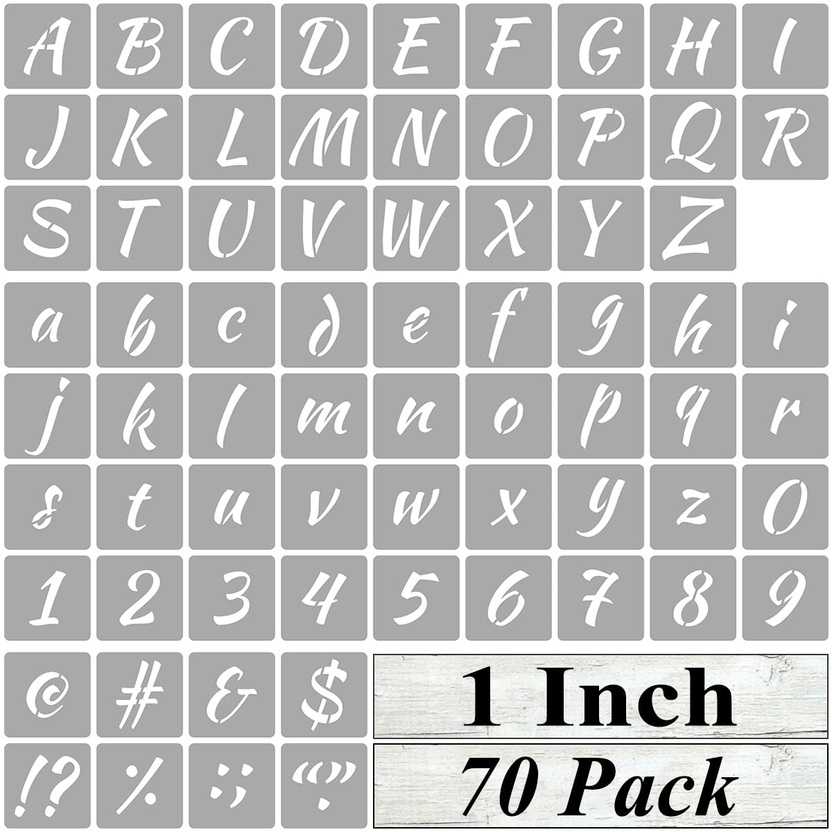 Photo 1 of 1 Inch Alphabet Letter Stencils for Painting - 70 Pack Letter and Number Stencil Templates with Signs for Painting on Wood, Reusable Numbers and Letters Stencils for Chalkboard Wood Signs & Wall Art