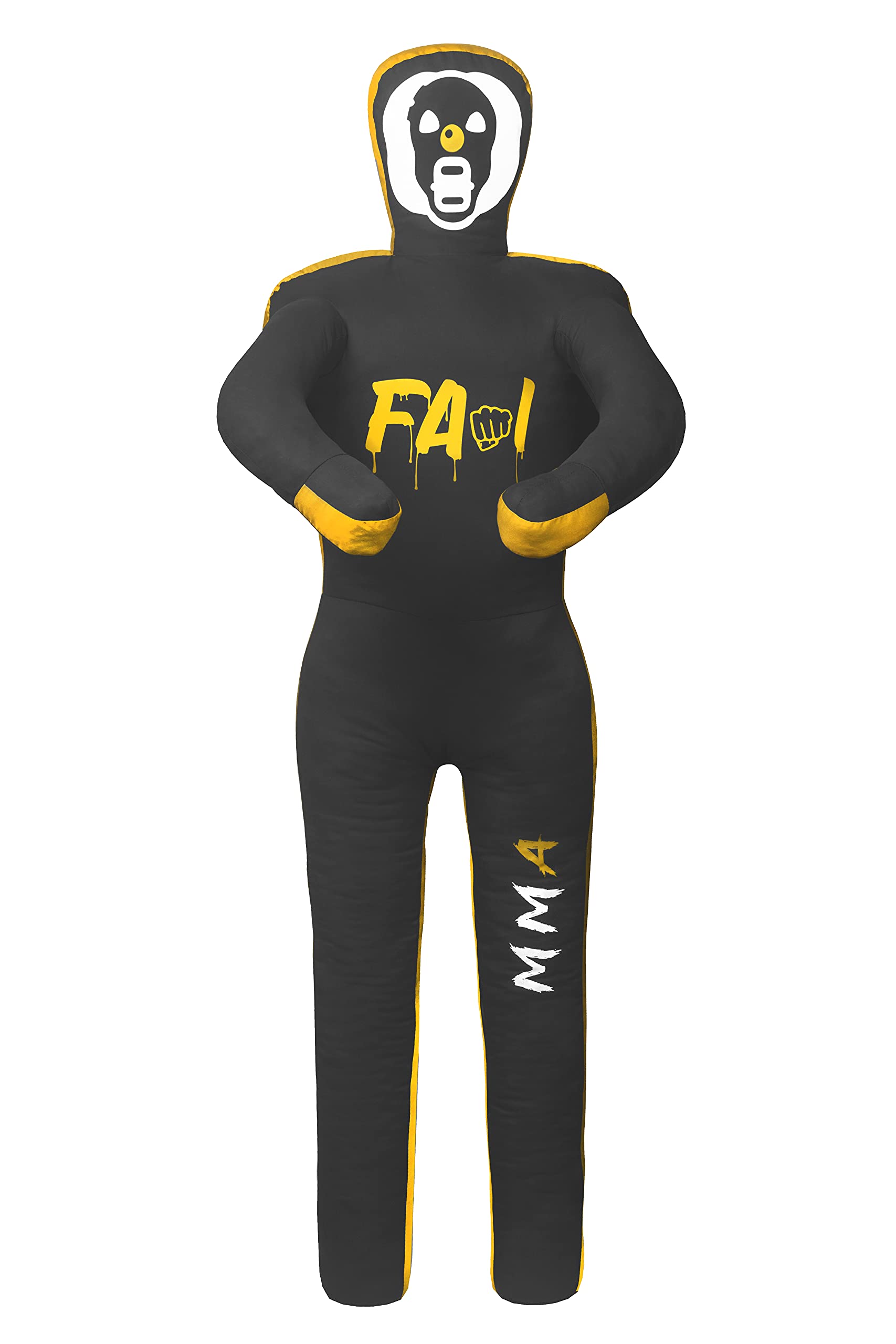 Fami Sports Grappling Dummy for MMA, Boxing, Jiu Jitsu, Judo, Karate, Kickboxing, Kung Fu - Unfilled (Black Yellow, 70"(Inches), 177(CM))