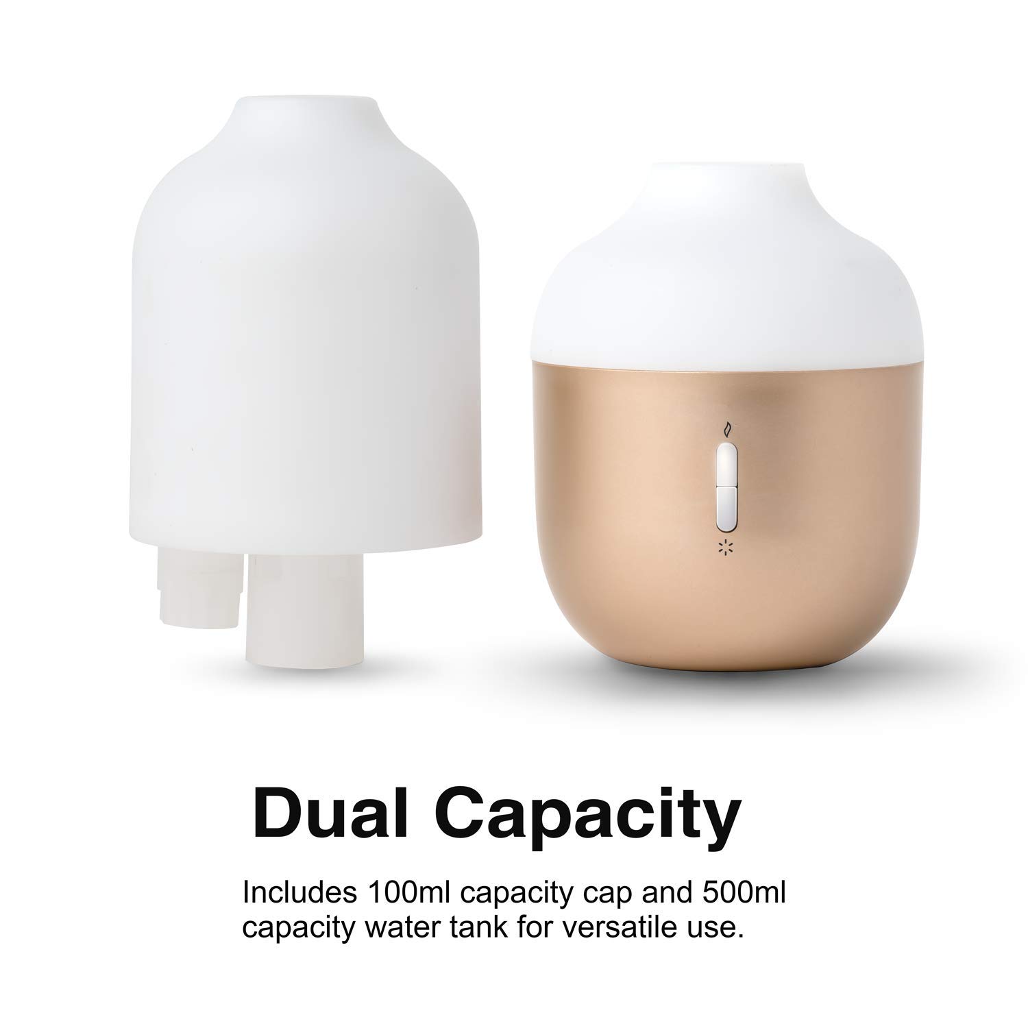 Design Accents Diffuser for Essential Oils - Ultrasonic Aroma Diffuser with 2 in 1 100ml and 500ml Dual Capacity, Matte Gold : Beauty