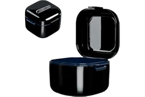 Hoxfly Denture Case, Leak Proof Denture Soak Container, Denture Bath Box with Strainer for Retainer Mouth Guard Denture Night