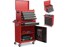 ERGOMASTER Tool Chest Heavy Duty Rolling Tool Box with Cabinet 5-Drawer for Lockable & Removable Cabinet for Garage and Workshop - Multicolor