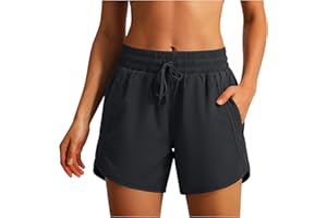 Womens Athletic Shorts mid Waist Elastic Drawstring Wide Leg Yoga Jogger Summer Athletic Breathable Pants with Pockets