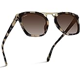 WearMe Pro WMP Eyewear - Women's Oversized Polarized Sunglasses: Square Vintage Style with Metal Double-Bar Bridge