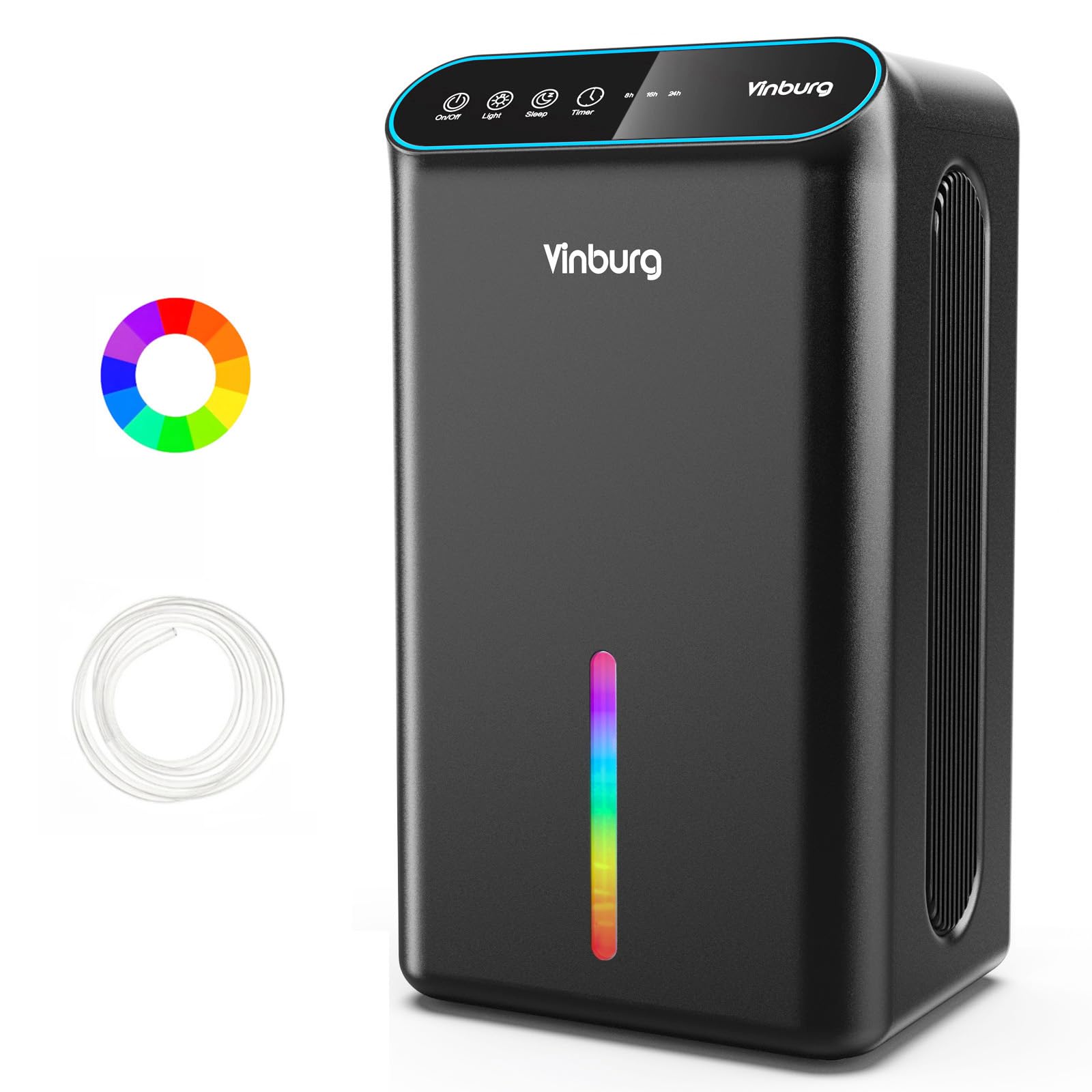 Photo 1 of Dehumidifier for Home 1000 sq.ft - Small Quiet Dehumidifier with Auto Shut Off, Aromatherapy, 3 Gear Timer, Sleep Mode, 7-Color LED Light, Drain Hose for Bedroom, Bathroom, Basement, RV(Matte Black)