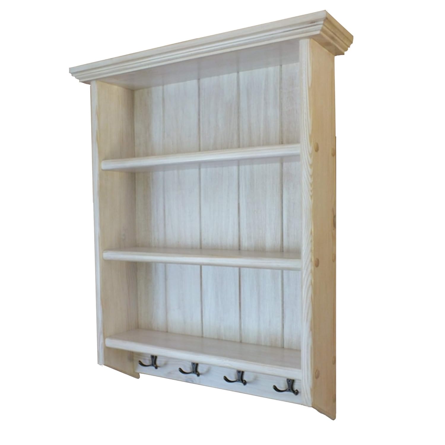 Wall Hanging Shelving Unit with Hooks Solid Pine Wood Shelving Unit Handmade Kitchen's