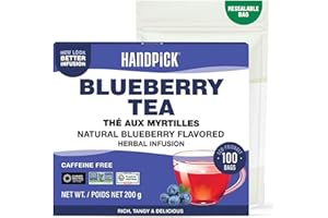 HANDPICK, Wild Blueberry Tea Bags (100 Count), True Premium Blueberry Herbal Tea with Hibiscus, Rose & Licorice | Non-GMO, Ca