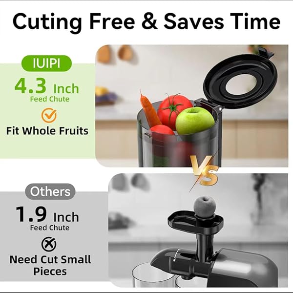 COLD PRESS JUICER, SLOW MASTICATING JUICER MACHINES FOR WHOLE VEGETABLE AND FRUIT, 4.3″ FEED CHUTE, BPA FREE, QUIET EASY CLEAN JUICER TO UNLOCK FRESH & NUTRITIOUS JUICES(BLACK)