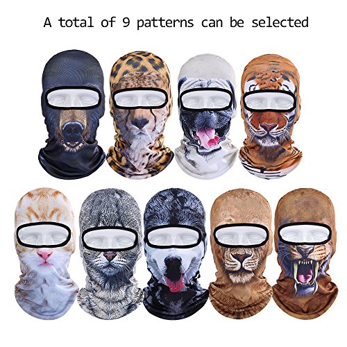 Anti UV Cycling Face Mask Unique Printing Animal Riding Balaclava Windproof Motorcycle Face Mask Soft & Breathable Cycling Headgear