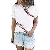 Baseball T Shirts for Women Baseball Mom Tshirt Softball Graphic Tee Tops Game Day Gifts Casual Short Sleeve Tops