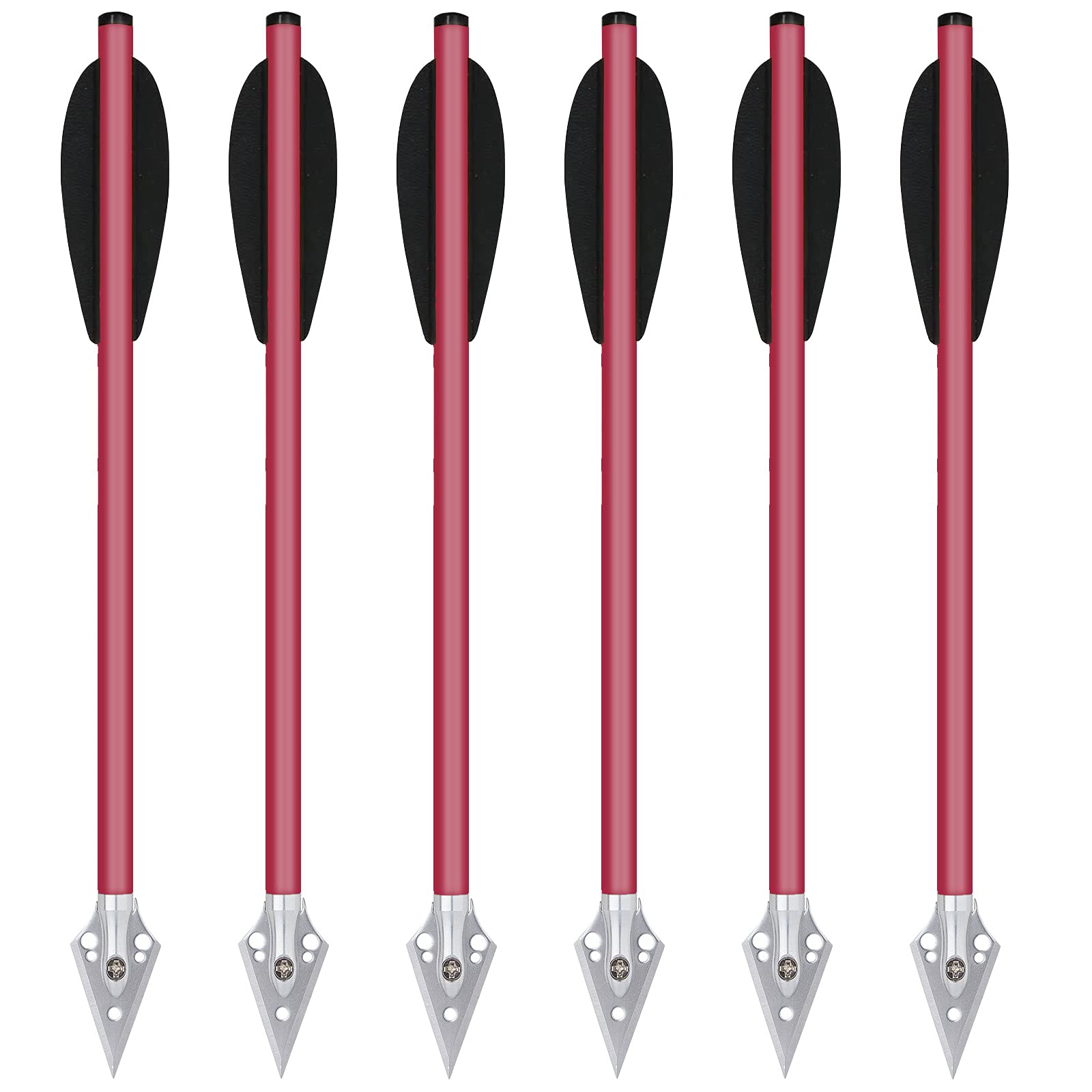 PMSM 6.3inch Aluminium Crossbow Bolts Arrows Steel Broadhead Tips Hunting Arrows for 50-80lbs Mini Crossbow Archery Fishing Hunting Target Practice(Pack of 6-12) (6Pcs Red)