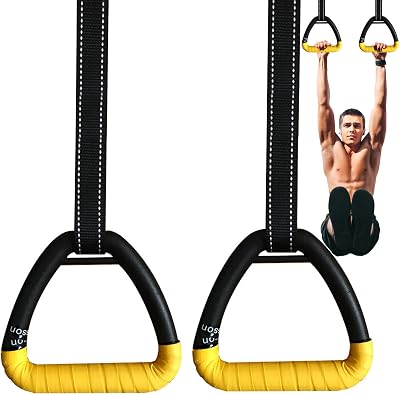 Grapelet Gymnastic Rings Set 2 m Webbing Yellow with Adjustable Buckles 500kg