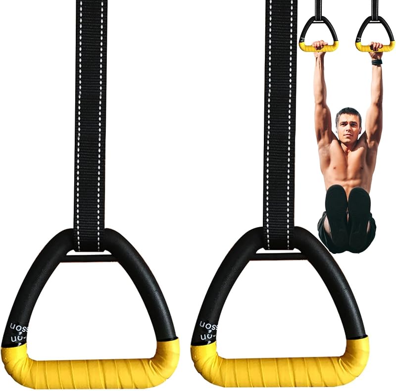 Grapelet Gymnastic Rings Set 2 m Webbing Yellow with Adjustable Buckles 500kg