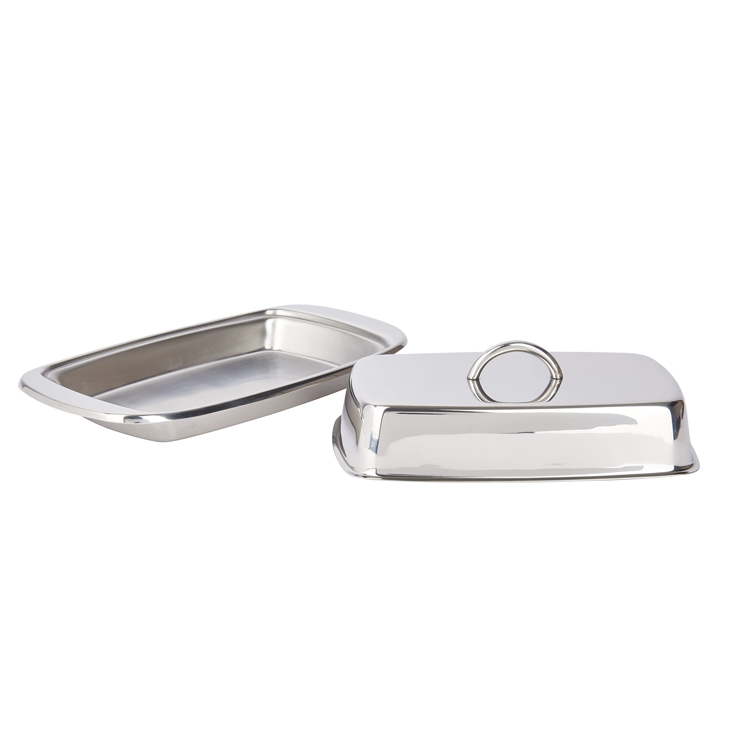 KitchenCraft Butter Dish with Lid, Stainless Steel, Silver 19.5 x 1 x 8 cm