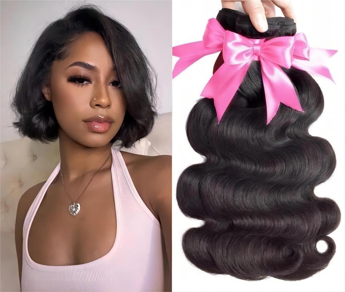 Sexycat Body Wave Human Hair Bundles 8 8 8 Inch Brazilian Virgin Hair Extensions Weave 100% Unprocessed Bundles Human Hair Natural Color